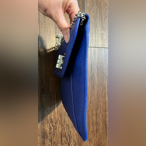 Apt 9 Royal Blue clutch/handbag.  Faux leather. Chain strap, removable. - Picture 9 of 16